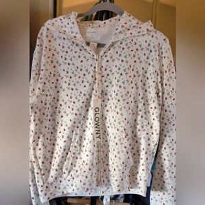 Glowny Women's Floral White Hoodie